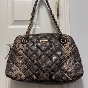 Kate Spade Brown and Black Quilted animal print leather Shoulder Bag